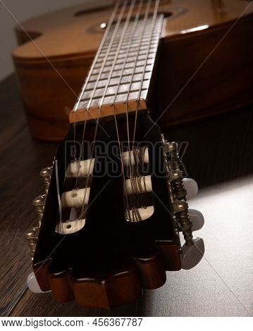 Classical Guitar Machine Head And Fretboard Up Close