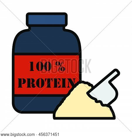 Icon Of Protein Conteiner. Editable Bold Outline With Color Fill Design. Vector Illustration.