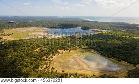 Top View Of Lake And Wetlands In Kumana National Park. Sri Lanka.