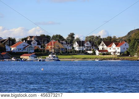 Amoy Island In Stavanger, Norway. Summer Town View With Byfjorden Fiord.