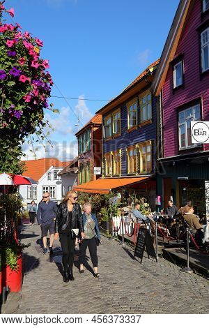 Stavanger, Norway - July 20, 2020: People Visit Borough Of Storhaug In Stavanger, Norway. Stavanger 