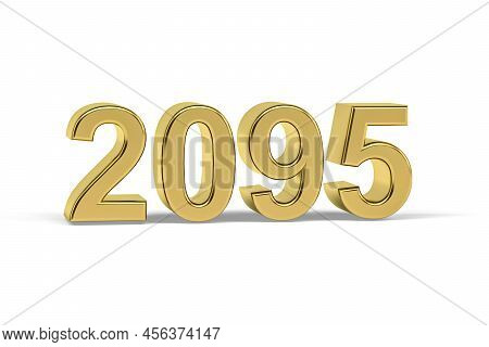 Golden 3d Number 2095 - Year 2095 Isolated On White Background - 3d Render