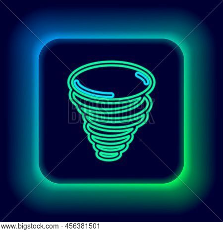 Glowing Neon Line Tornado Icon Isolated On Black Background. Cyclone, Whirlwind, Storm Funnel, Hurri