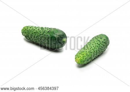 Fresh Green Cucomber Isolated On A White Background.