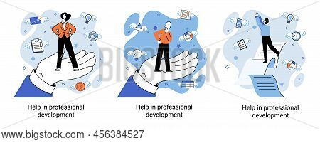 Help In Professional Development Metaphor. Qualified Employee Training Program. Refresher Course. Hu