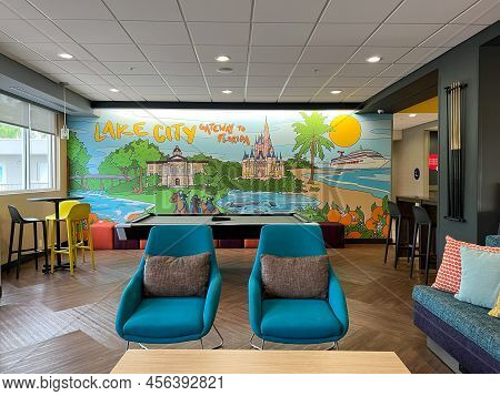 The Lake City Mural In The Tru Hotel Lobby In Lake City, Florida.