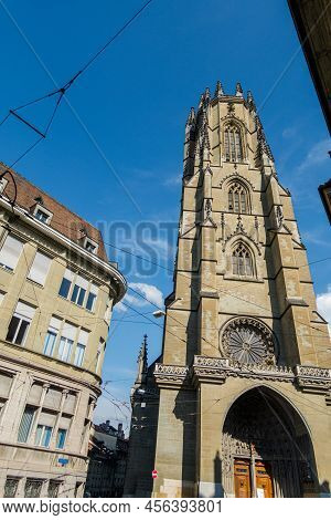 Incredible Beautiful City Of Freiburg In Switzerland. Architecture And Panoramas