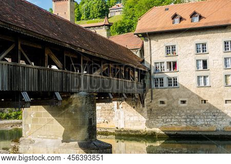 Incredible Beautiful City Of Freiburg In Switzerland. Architecture And Panoramas