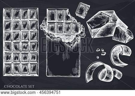 Vector Set Of Hand Drawn Chalk Chocolate Stock Illustration