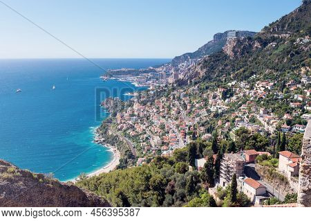 View Of The Sea And The Cote D'azur From The Fortress Of The Ancient Castle In Roquebrune-cap-martin