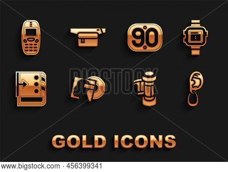 Set Vinyl Disk, Wrist Watch, Ear With Earring, Camera Roll Cartridge, Sound Mixer Controller, 90s Re