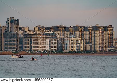 Russia, St. Petersburg, 10 June 2022: The Residential Complex Under Construction On The Embankment O