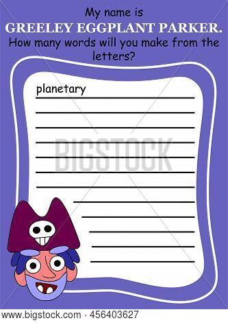 Anagram Word Game With Cartoon Pirate Printable Activity Page Vector Illustration