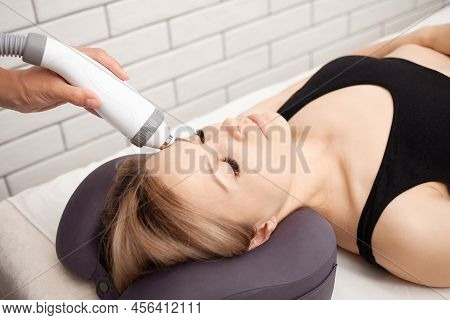 Cosmetologist Does Rf Lifting, Radio Waves Affect Skin, Facelift, Rejuvenation And Healing. Healthy 