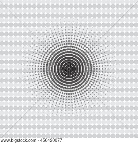 Abstract Black Dot Vector On White Background With Rows Of Circles.
