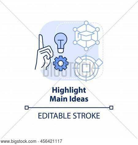 Highlight Main Ideas Light Blue Concept Icon. Focus On Core Facts. Learning Technique Abstract Idea 