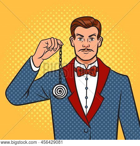 Hypnotist Man Pop Art Retro Vector Illustration. Comic Book Style Imitation.