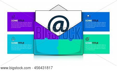 Infographic Template With Icons And 4 Options Or Steps. Mail. Can Be Used For Workflow Layout, Diagr