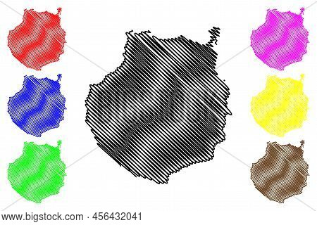 Gran Canaria Island (kingdom Of Spain, Canary Islands) Map Vector Illustration, Scribble Sketch Gran