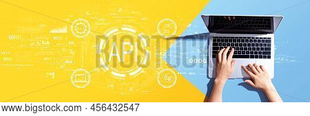 Api - Application Programming Interface Concept With Person Using A Laptop Computer