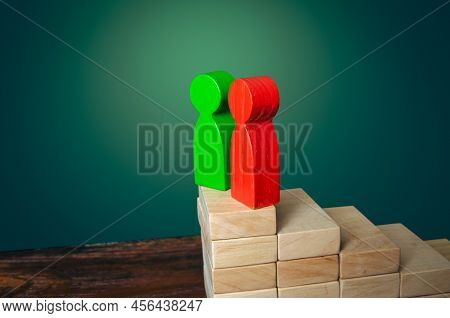 Opponents Have Reached The Height Of Success With Cooperation. Rivalry And Competition. Team Work. D
