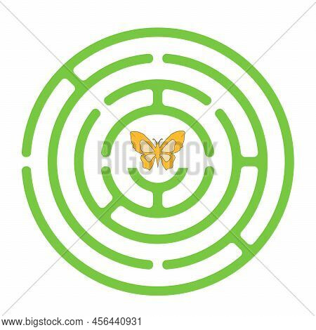 Help The Butterfly To Come Out. Maze Game For Kids. Labyrinth. Vector Puzzle