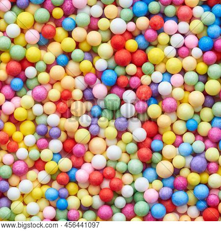 Small Multicolored Polyfoam Balls, Theme Of Holidays And Birthdays, Backdrop.