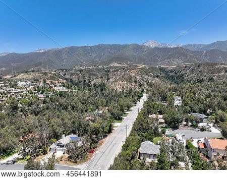 Aerial View Of Wealthy Alta Loma Community And Mountain Range, Rancho Cucamonga, California, United 