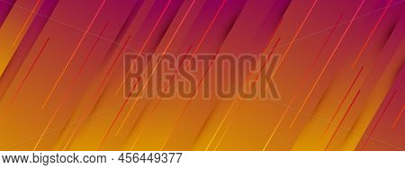 Dynamic Background With Diagonal Lines. Orange Gradient Straight Lines With Shadows. Vector Backgrou