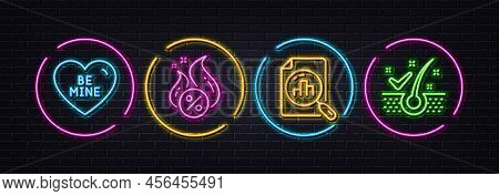 Be Mine, Hot Loan And Analytics Graph Minimal Line Icons. Neon Laser 3d Lights. Anti-dandruff Flakes