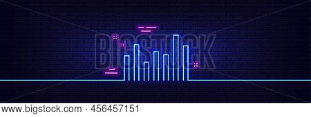 Neon Light Glow Effect. Column Chart Line Icon. Financial Graph Sign. Stock Exchange Symbol. Busines