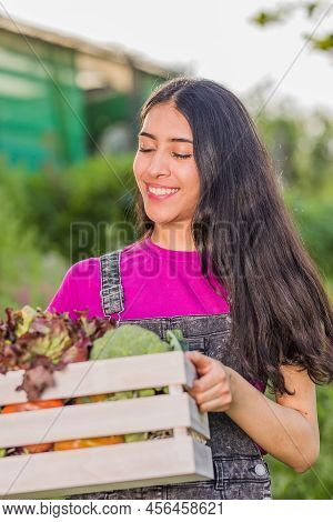 Proximity Agriculture Gardener. Organic Vegetables. Venezuelan Latin Urban Gardening Food