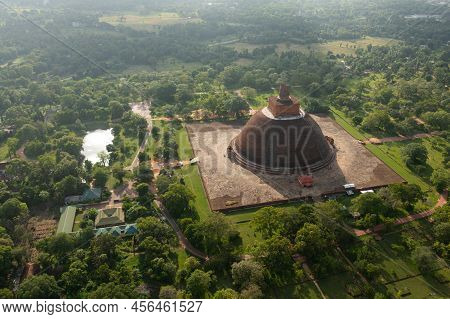 Top View Of Buddhist Stupa Temple, Unesco Heritage. Anuradhapura City - Sri Lanka.