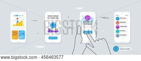 Set Of Electricity Plug, Meeting Time And Water Cooler Line Icons. Phone Ui Interface. Include Medic