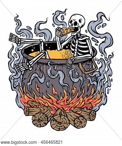 Eat Pizza In A Warm Bath Illustration