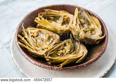 Grilled Artishoke  Flat Lay On White Background. Grilled Artishoke  Flat Lay On White Background