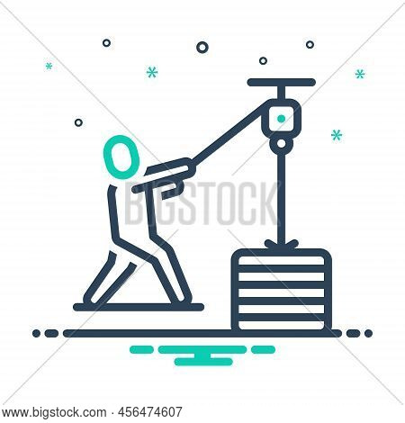 Mix Icon For Tackle Catch Rope Hold Gadgetry Man Machinery Lay-hold-of Grasp Pull