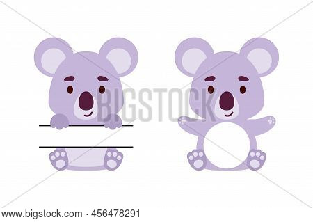 Cute Little Koala Split Monogram. Funny Cartoon Character For Kids T-shirts, Nursery Decoration, Bab