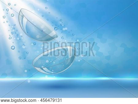Realistic Contact Lenses In Splashing Water Vector