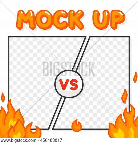 Vs Battle Blank Border Frame Template Kawaii Doodle Cartoon Vector