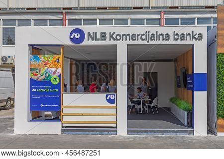 Novi Sad, Serbia - May 21, 2022: Promotional Booth Nlb Group Commercial Bank At Agriculture Expo Fai