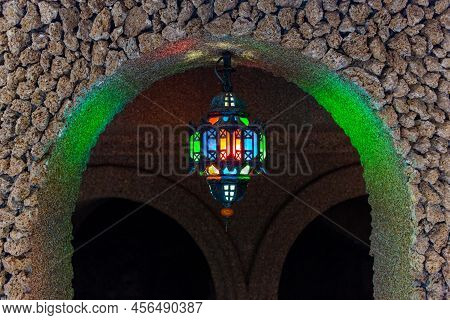 Artisanal Hanging Lamp In Coco Polizzi Park At Agadir City, Morocco