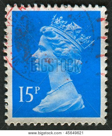 UK-เซอร์กา 1989: แสตมป์ที่พิมพ์ในประเทศอังกฤษแสดงรูปของ Elizabeth II เป็นพระมหากษัตริย์รัฐธรรมนูญของ 16