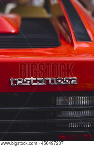 Illustrative Editorial Image Of A Red Ferrari Testarossa Logo