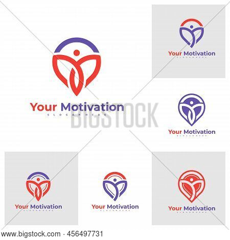 Set Of Point People Logo Design Vector Template, Initial M With People Logo Concepts Illustration.