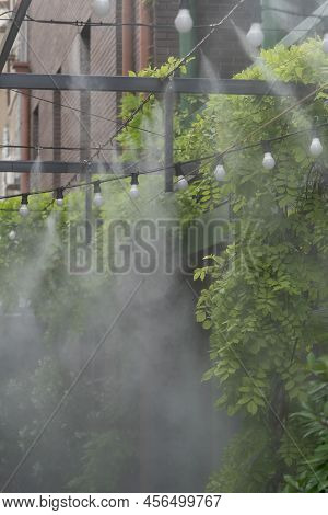 Automatic Mist Nozzle Water Spraying System To Make Humidifier And Cooling Climate To Reduce Hot Wea