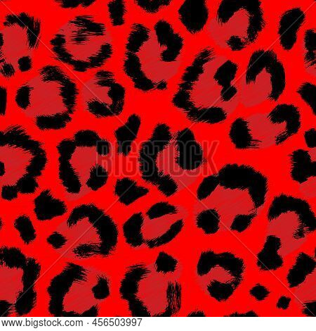 Leopard Imitation Seamless Red Pattern. Vector Illustration