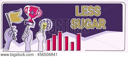Sign Displaying Less Sugar. Business Concept Lower Volume Of Sweetness In Any Food Or Drink That We 