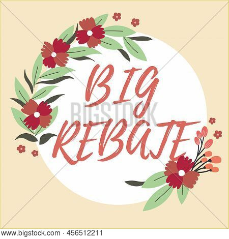 Hand Writing Sign Big Rebate. Concept Meaning Huge Rewards That Can Get When You Engaged To A Specia