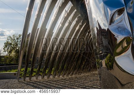 Wroclaw, Poland - April 18, 2022: Nawa Arch With Sunlight On Street
